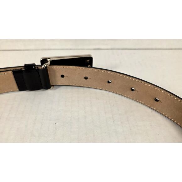 Dolce & Gabbana Black Patent Leather Belt Gold Logo Plaque Milano Italia Size 34 main image 11